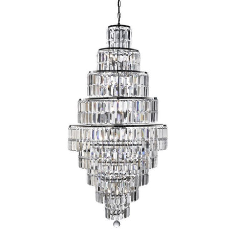 Searchlight Empire Chrome 13 Light Chandelier Crystal Coffin Drops