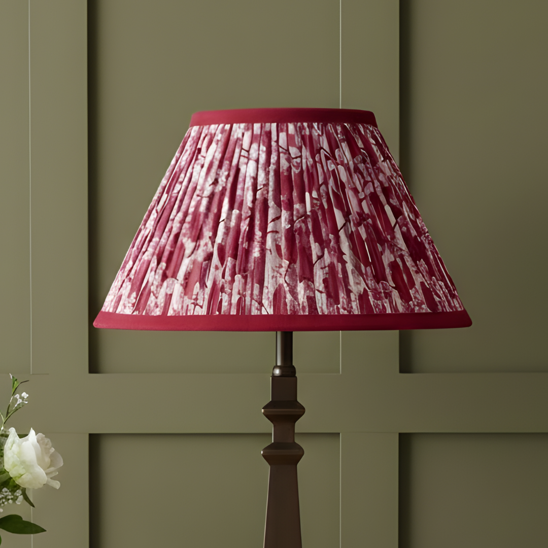 AARTIN 30 CM Crimson Blooms Cotton Lampshade - Empire ( Shade Only )