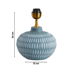 AARTIN York Ceramic Table Lamp With Blue Silk Gathered Lampshade