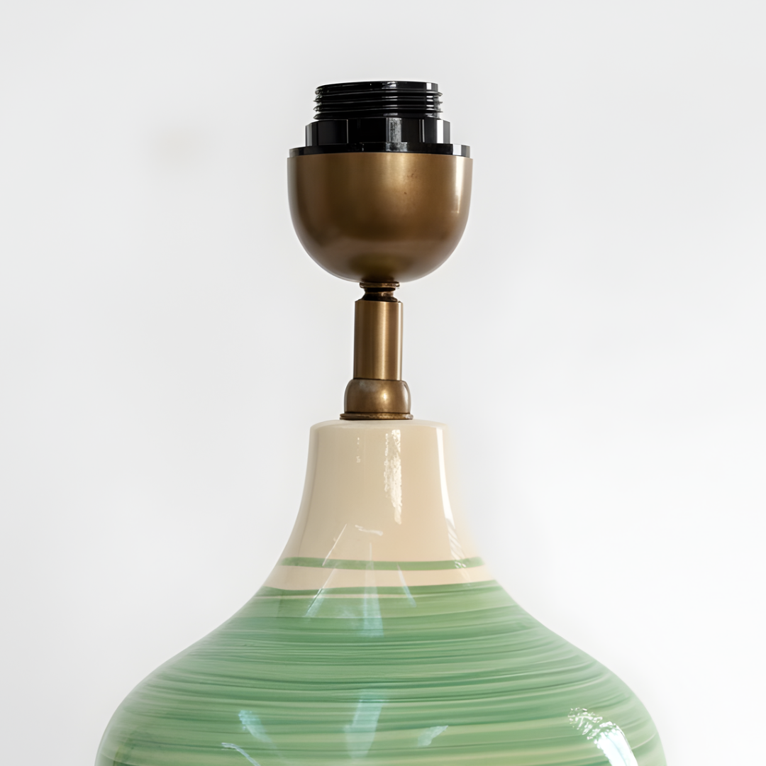 AARTIN Eden Ceramic Table Lamp - Green & White Patterned ( Base Only )
