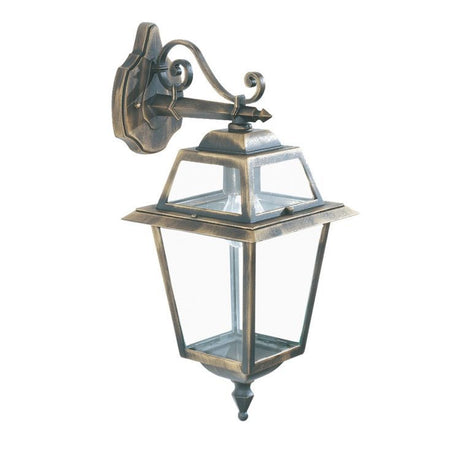 Searchlight New Orleans Black Gold Outdoor Wall Downlighter Glass