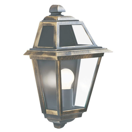 Searchlight New Orleans Black Gold Outdoor Wall Light Glass
