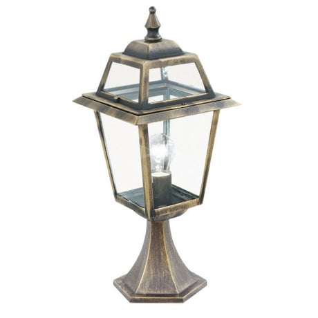 Searchlight New Orleans Black Gold Outdoor Post Lamp Glass