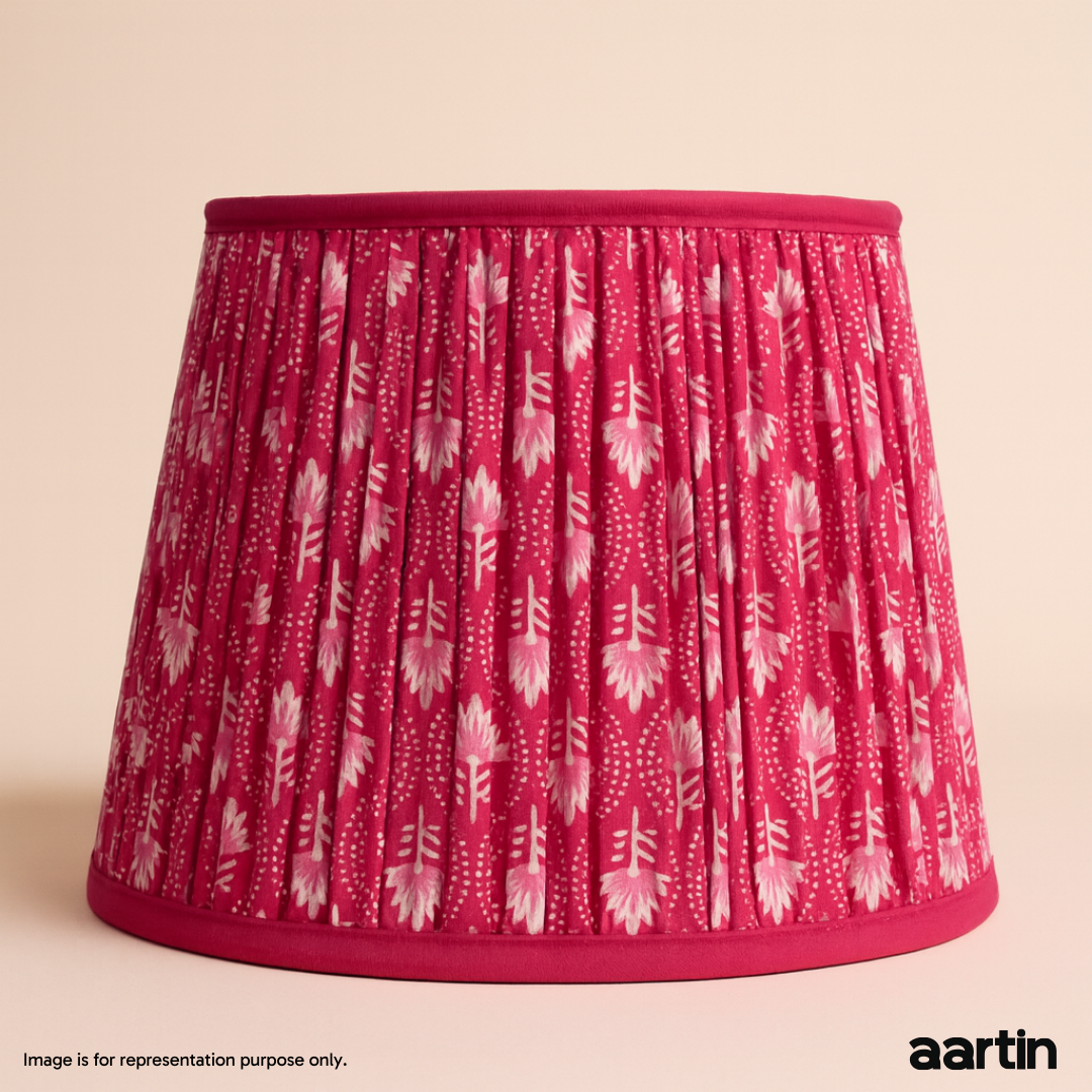 AARTIN 35 CM FUCHSIA FERNS STRAIGHT EMPIRE GATHERED LAMPSHADE IN COTTON
