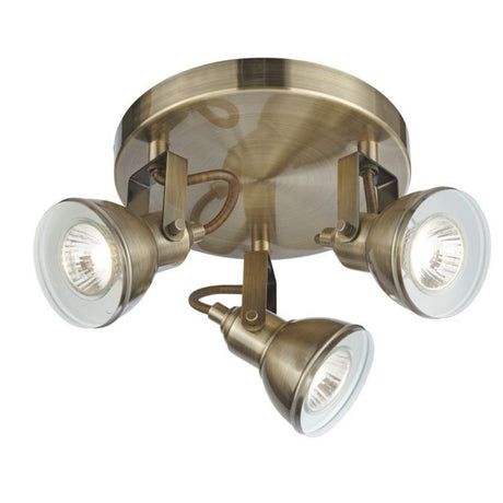 Searchlight Focus 3Lt Industrial Ceiling Spotlight - Antique Brass