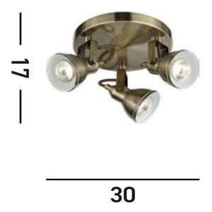 Searchlight Focus 3Lt Industrial Ceiling Spotlight - Antique Brass