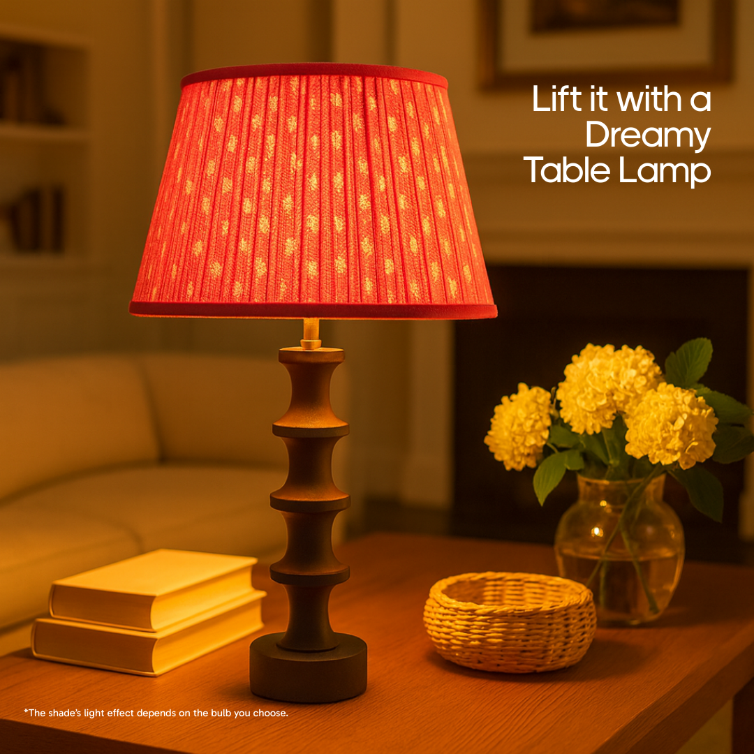 AARTIN 35 CM FUCHSIA FERNS STRAIGHT EMPIRE GATHERED LAMPSHADE IN COTTON