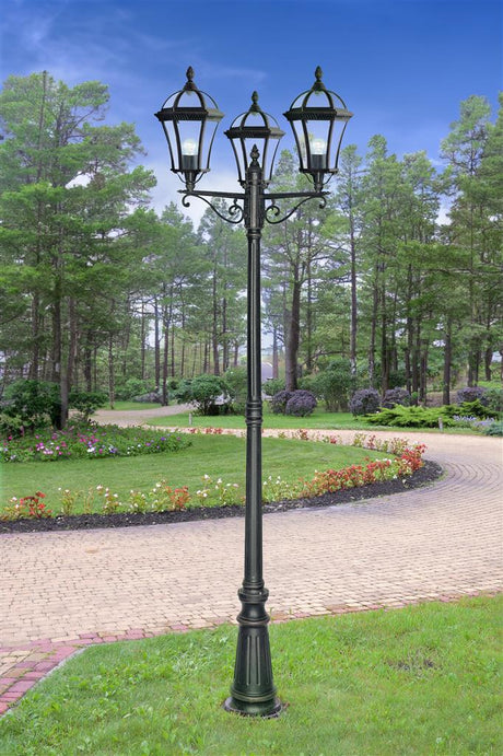 Capri Outdoor Post - Rustic Brown Metal & Glass - Comet Lighting