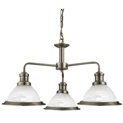 Searchlight Bistro Brass 3 Light Ceiling Fitting Acid Glass Shades