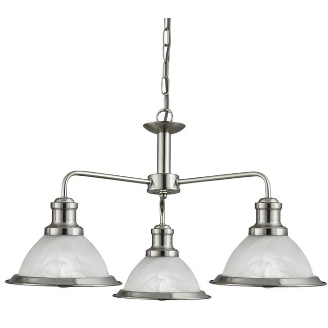 Searchlight Bistro Silver 3 Light Ceiling Fitting Glass Shades