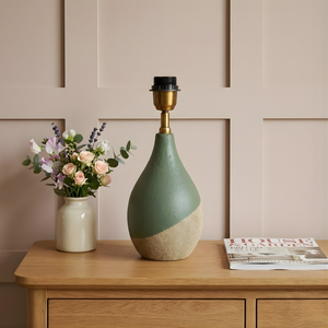 AARTIN Iris Ceramic Table Lamp - Green & Beige ( Base Only )