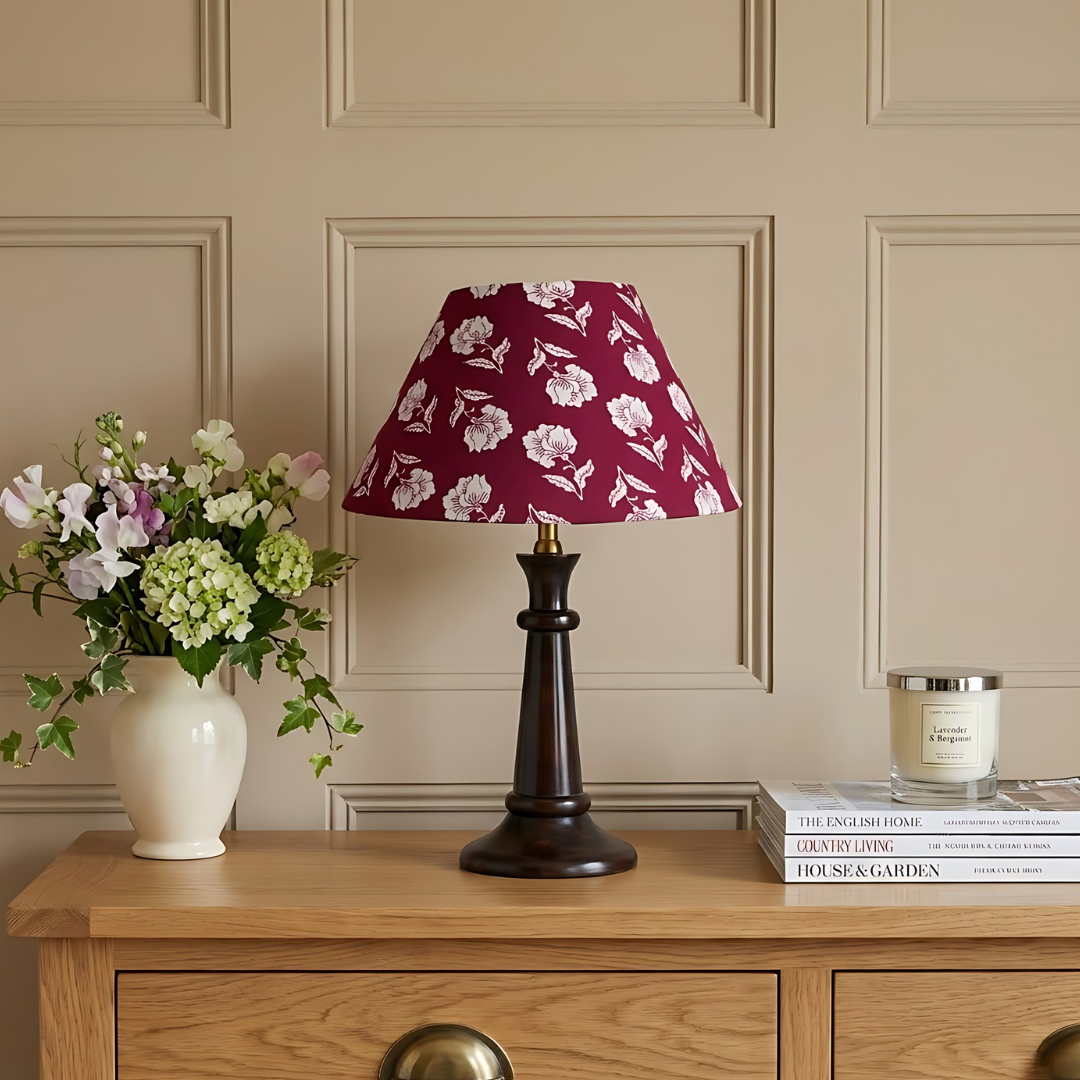 AARTIN Fable Wood Table Lamp With Cherry Blossom Lampshade