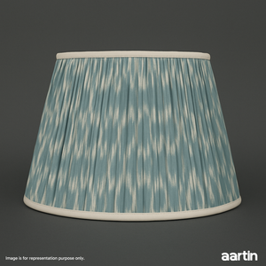 AARTIN 45 CM LIGHT BLUE IKAT STRAIGHT EMPIRE GATHERED LAMPSHADE IN COTTON