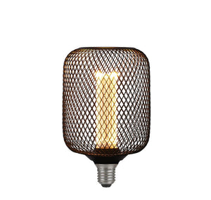 Wire Mesh Effect Drum Lamp - Black Metal