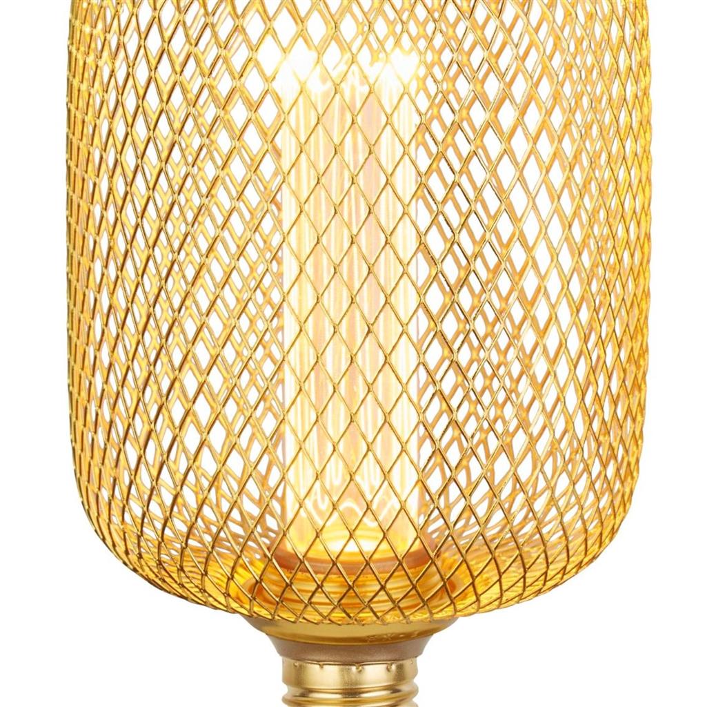 Wire Mesh Effect Drum Lamp - Gold Metal - Comet Lighting