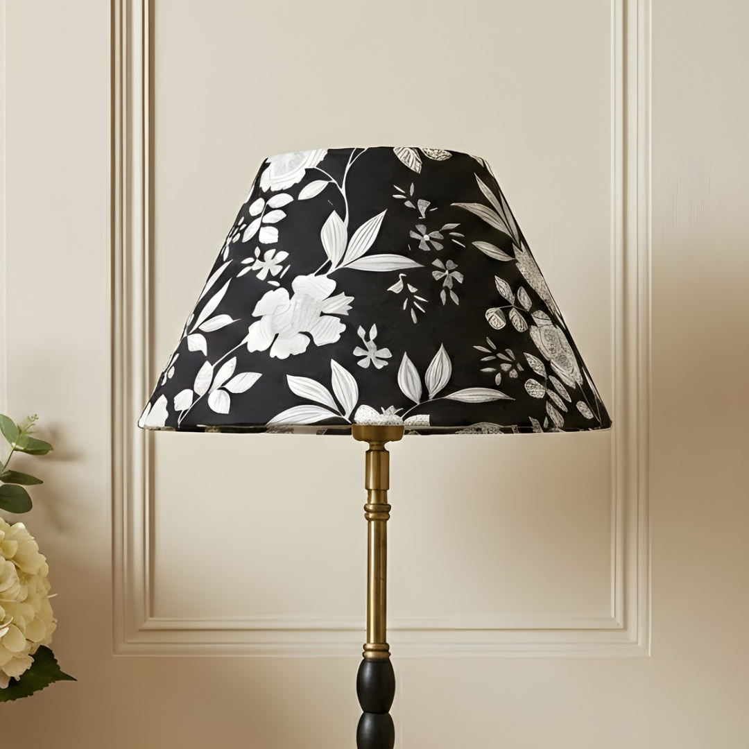 AARTIN 30 CM Midnight Blossom Cotton Lampshade - Empire ( Shade Only )