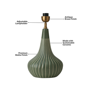 AARTIN Rosie Ceramic Table Lamp & Ivory Silk Gathered Lampshade