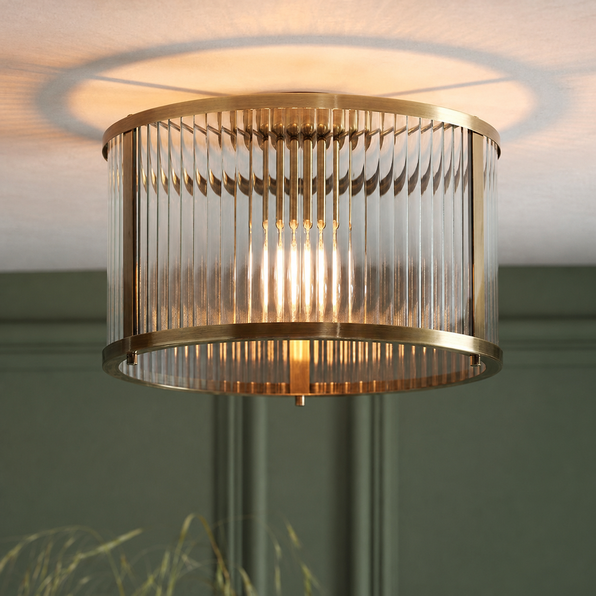 Ridgeton Flush Ceiling Light Antique Brass