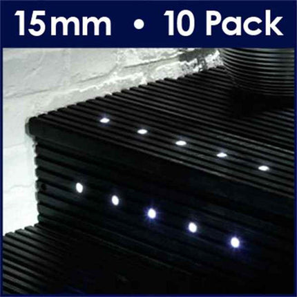 10 pack 15mm White LED Decking Lights