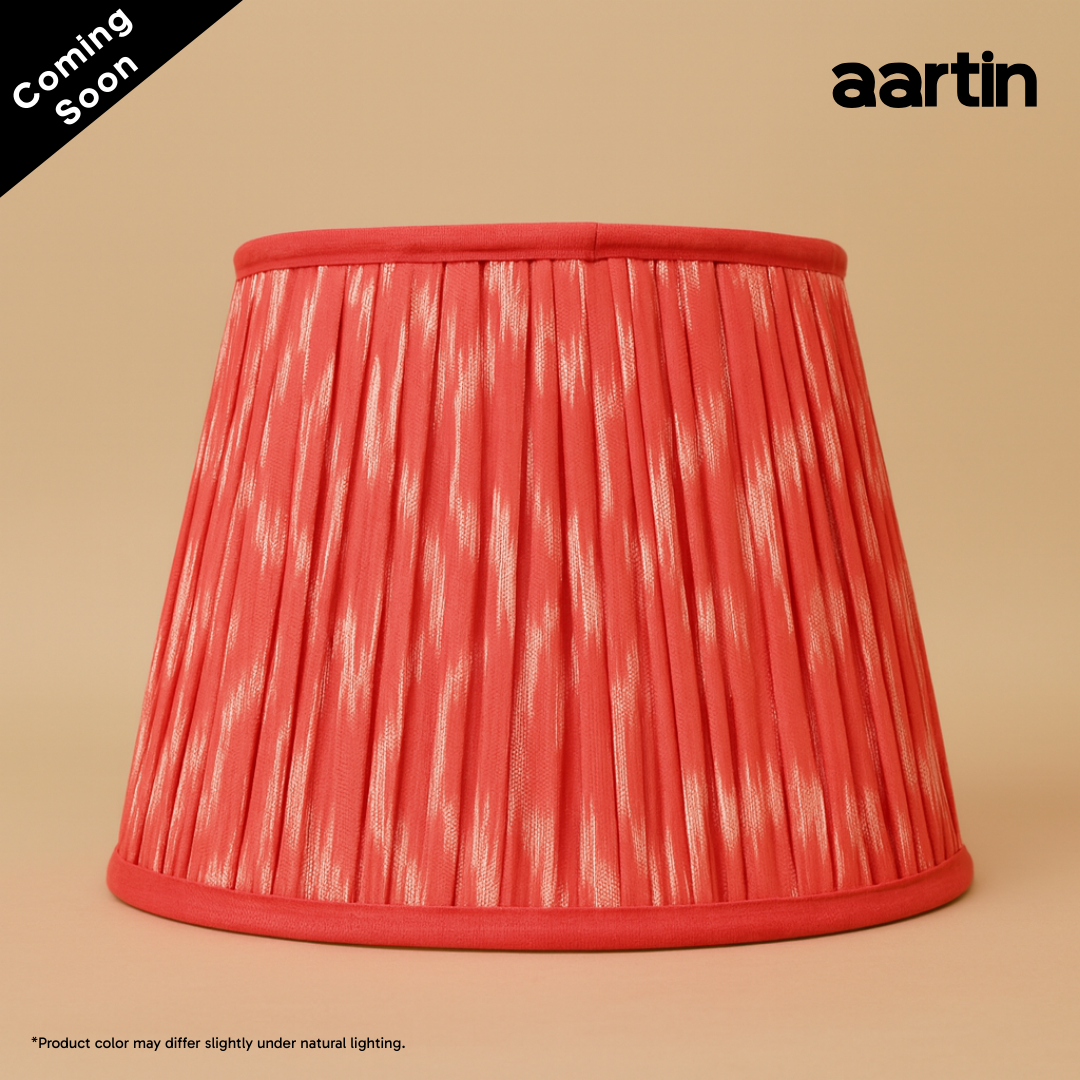 AARTIN 35 CM RED IKAT STRAIGHT EMPIRE GATHERED LAMPSHADE IN COTTON