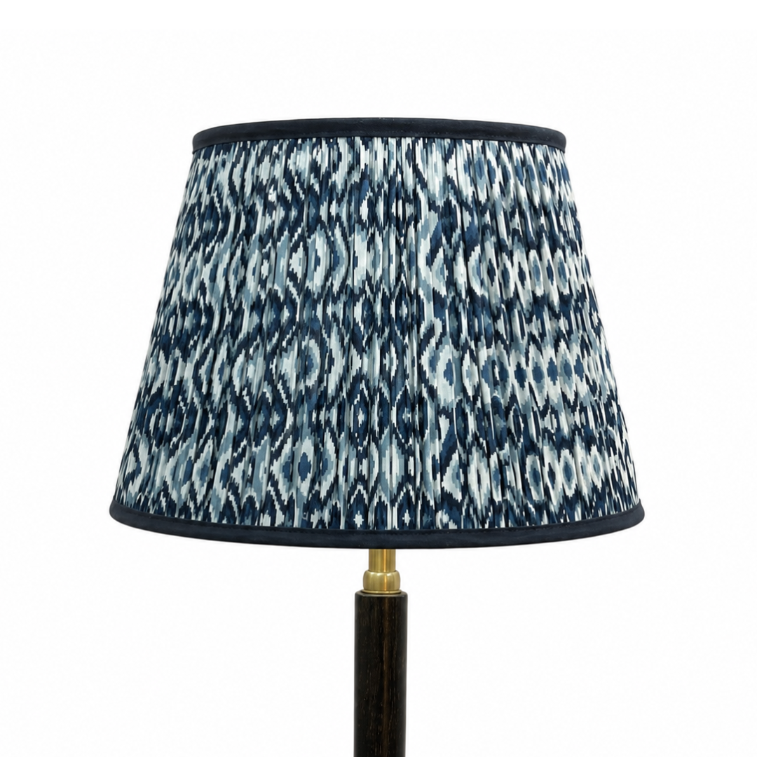 AARTIN 45 CM Blue & White Ikat Cotton Lampshade - Straight Empire