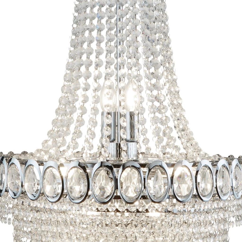 Louis Phillipe  11Lt Chandelier - Chrome Metal & Crystal