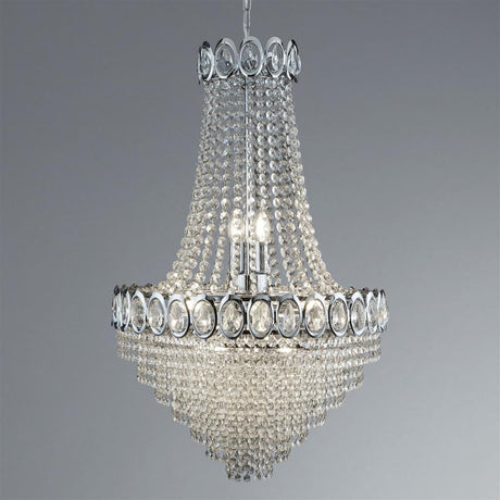 Louis Phillipe  11Lt Chandelier - Chrome Metal & Crystal - Comet Lighting