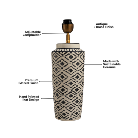 AARTIN Willow Ceramic Table Lamp - Ikat Pattern ( Base Only )