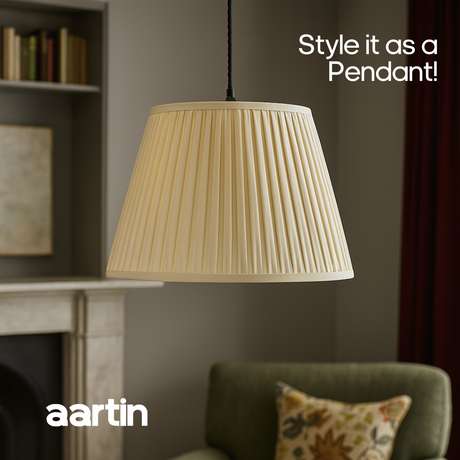 AARTIN STRAIGHT EMPIRE GATHERED LAMPSHADE IN IVORY SILK