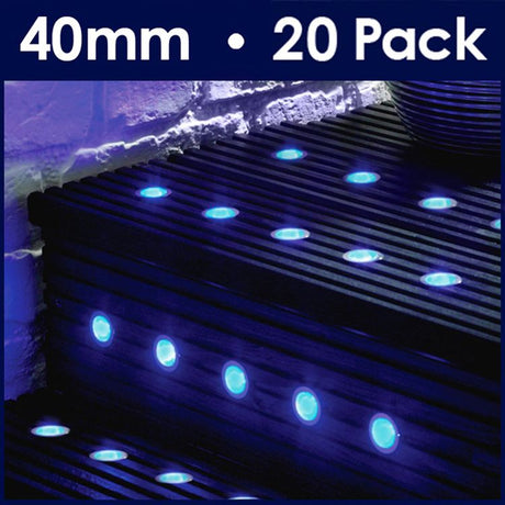 20 pack 40mm Blue LED Decking Lights