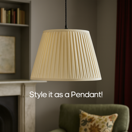 AARTIN STRAIGHT EMPIRE GATHERED LAMPSHADE IN IVORY SILK