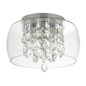 Searchlight Bathroom Clear Glass Shade 3Lt Flush| Crystal Drops - Comet Lighting