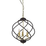 Searchlight Flow 3Lt Pendant. Black/Gold - Comet Lighting