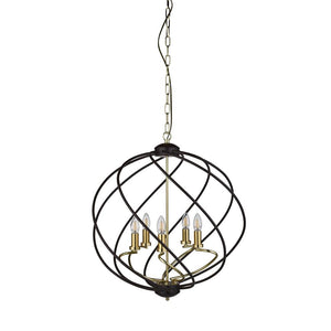 Flow 5Lt Pendant - Black Metal & Bronze - Comet Lighting