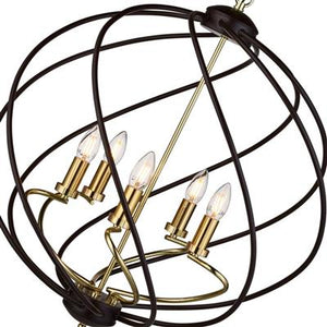 Flow 5Lt Pendant - Black Metal & Bronze - Comet Lighting