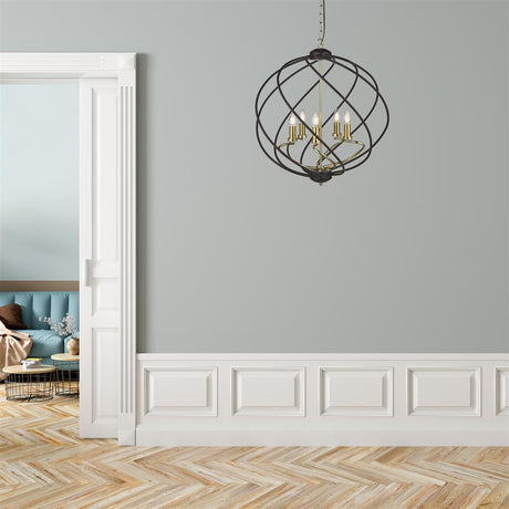 Flow 5Lt Pendant - Black Metal & Bronze - Comet Lighting