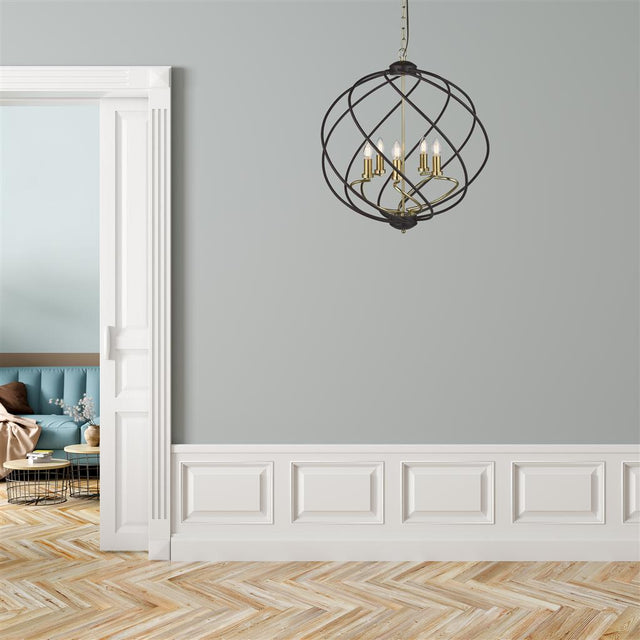 Flow 5Lt Pendant - Black Metal & Bronze - Comet Lighting