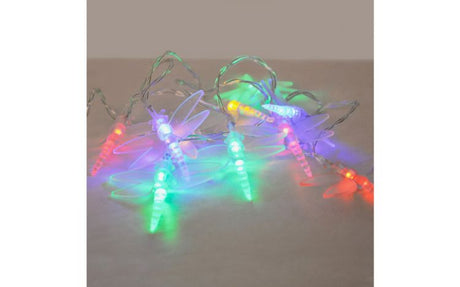 Pair of Battery Op Dragonfly 10 LED Chain Light Multi Coloured