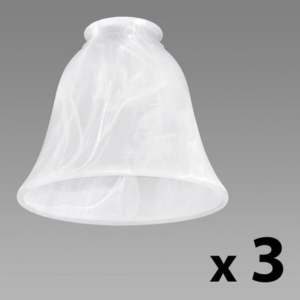3 Marble Effect Glass Shades Tapered Bell Shape
