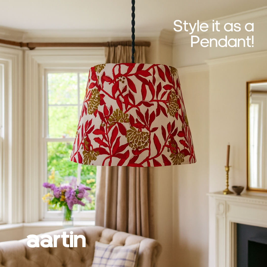 AARTIN 40 CM MAPLE BLOSSOM STRAIGHT EMPIRE ROLLED LAMPSHADE IN COTTON