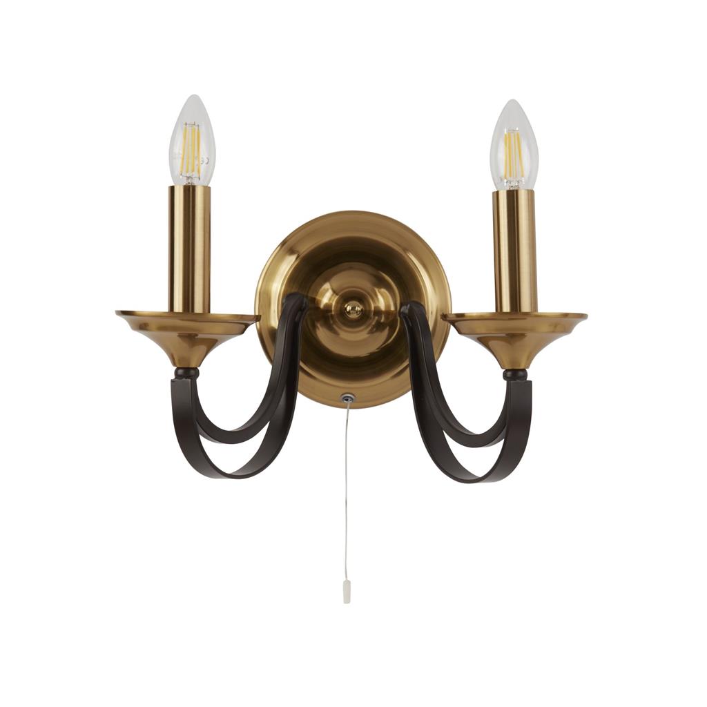 Belfry 2Lt Wall Light - Dark Bronze & Brown Metal