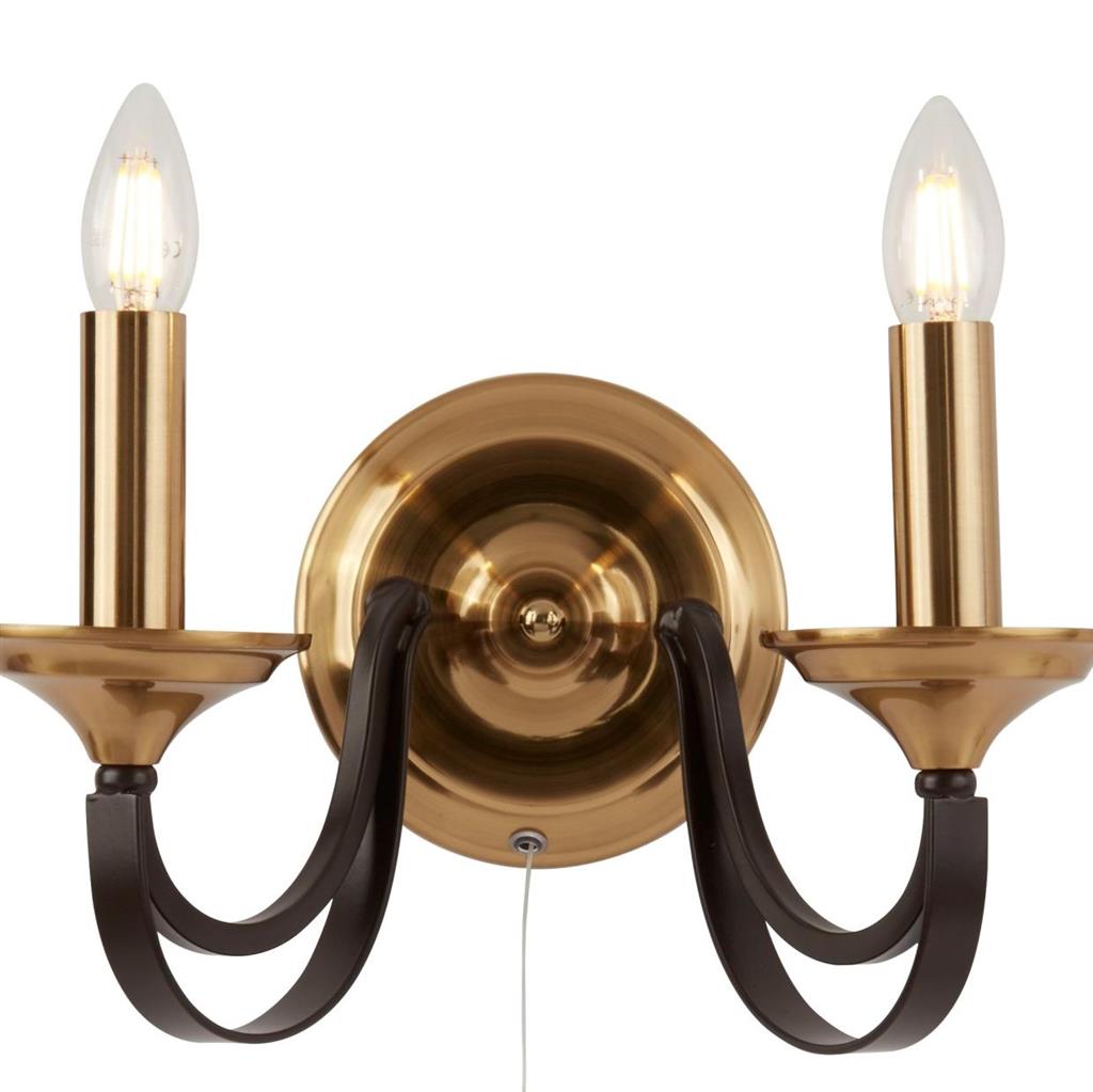 Belfry 2Lt Wall Light - Dark Bronze & Brown Metal