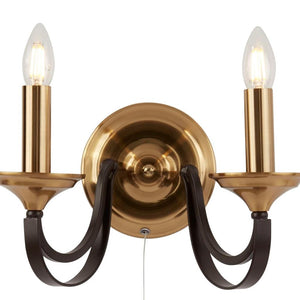 Belfry 2Lt Wall Light - Dark Bronze & Brown Metal - Comet Lighting