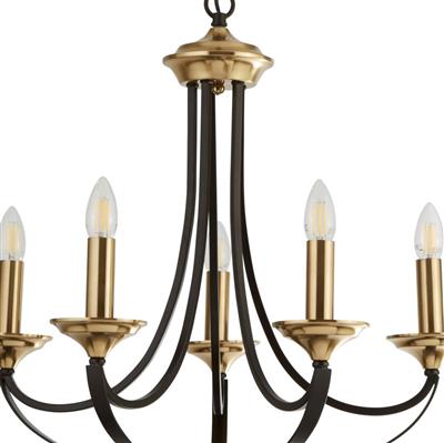 Belfry 5Lt Pendant - Dark Bronze & Brown Metal - Comet Lighting