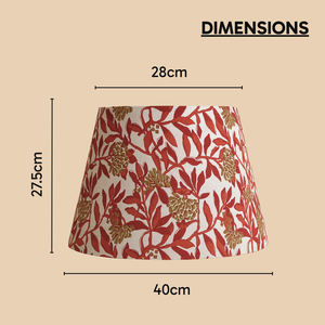 AARTIN 40 CM MAPLE BLOSSOM STRAIGHT EMPIRE ROLLED LAMPSHADE IN COTTON