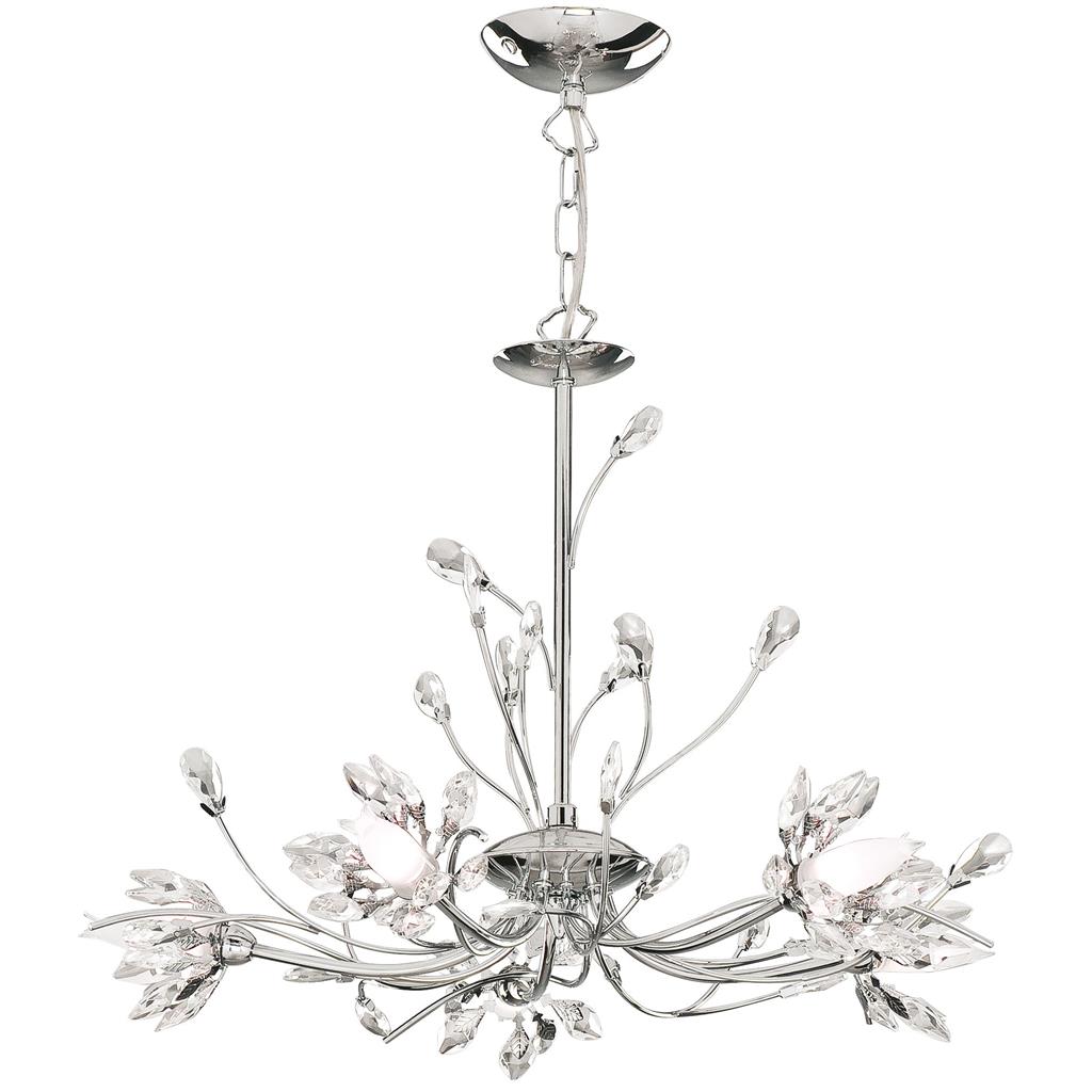 Hibiscus 5Lt Ceiling Pendant - Chrome & Clear Glass