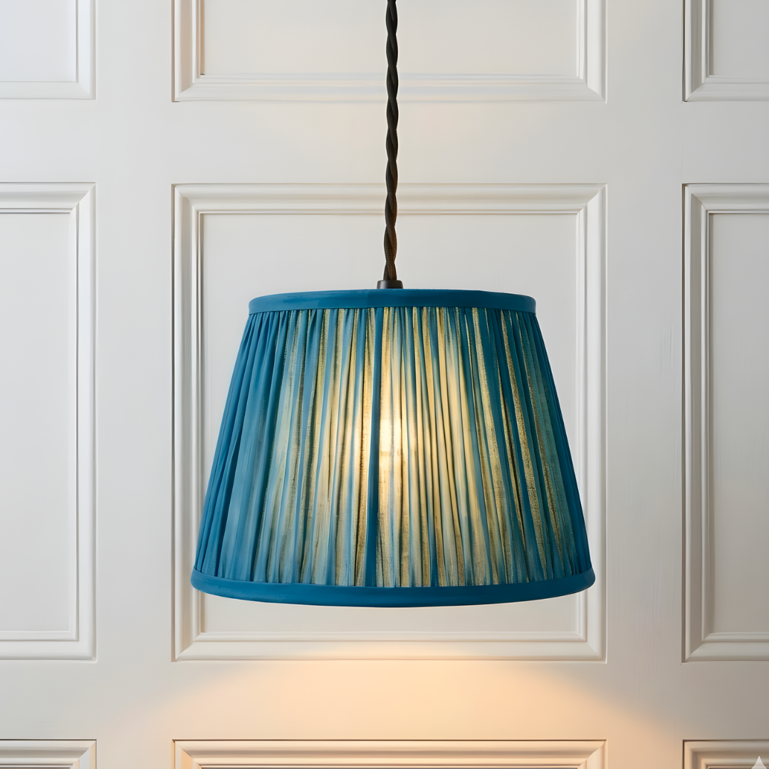 AARTIN Blue Silk Lampshade - Straight Empire ( Shade Only )