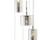 Linen  9Lt Multi-Drop Pendant - Chrome Metal & Smoked Glass - Comet Lighting