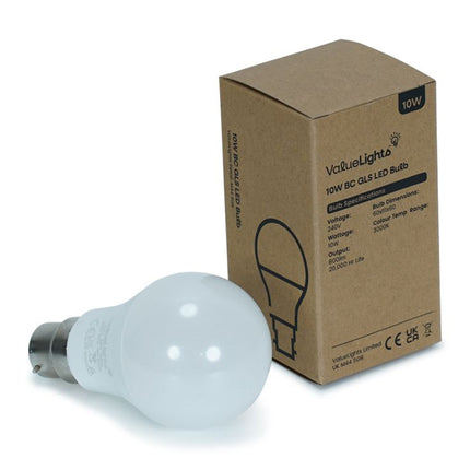 ValueLights B22 10W LED Bulb 3000K 800lm Thermal Plastic