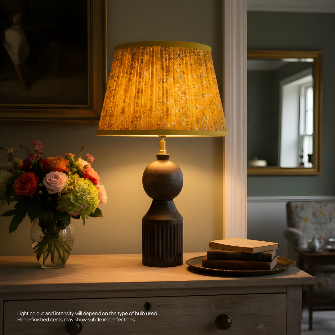 AARTIN Tessa Wood Table Lamp With Golden Circuit Lampshade